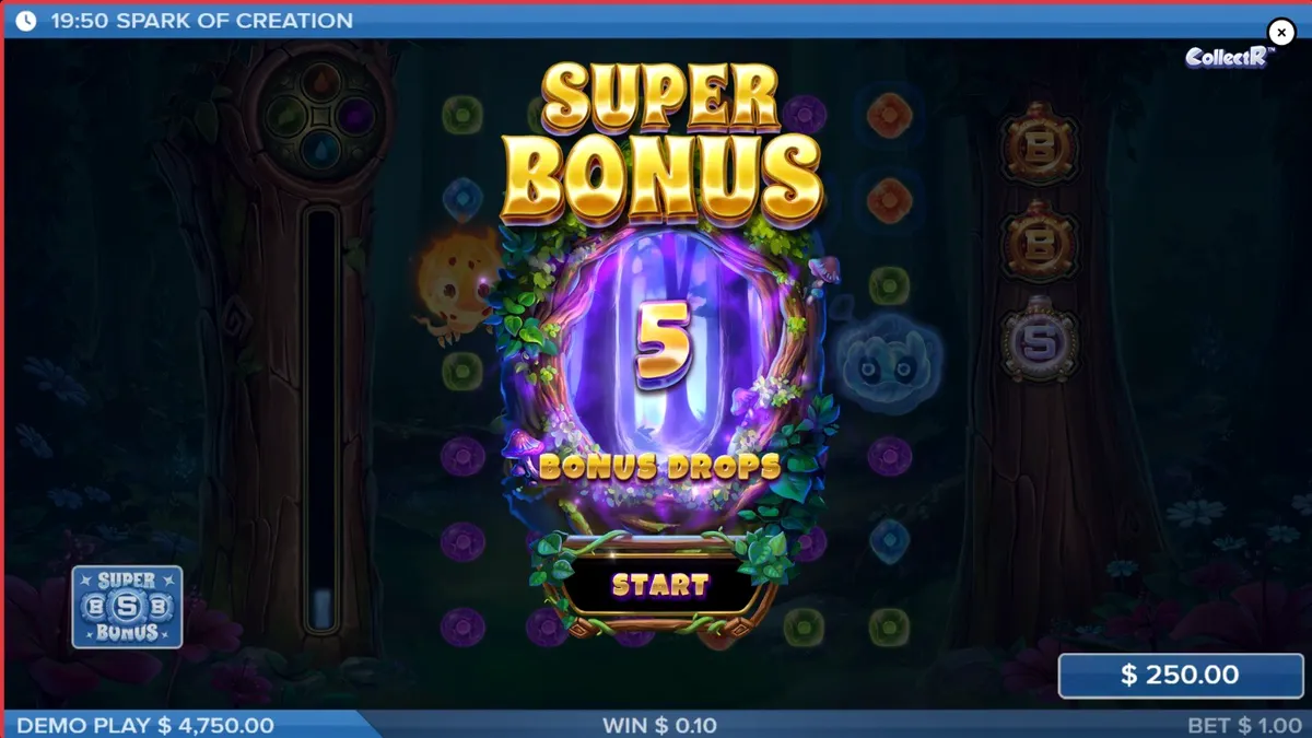 Interface do jogo Spark of Creation rodando em um smartphone moderno